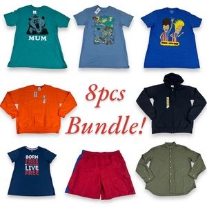 8pcs NWD Clothing Lot Bundle Disney T-Shirts, MTV, Hanes, Express, Fruit Of Loom